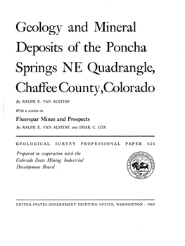 Geology and Mineral Deposits of the Poncha Springs NE Quadrangle, Chaffee County,Colorado