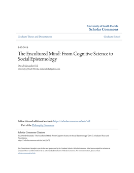 From Cognitive Science to Social Epistemology David Alexander Eck University of South Florida, Mrdavideck@Yahoo.Com