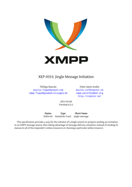 XEP-0353: Jingle Message Initiation