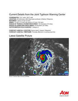 Current Details from the Joint Typhoon Warning Center Latest Satellite Picture