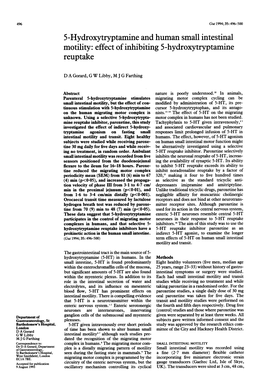 5-Hydroxytryptamine Andhuman Small Intestinal Motility