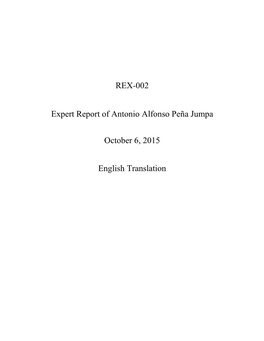 REX-002 Expert Report of Antonio Alfonso Peña Jumpa October 6