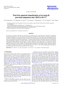 First Firm Spectral Classification of an Early-B Pre-Main-Sequence Star: B275 in M