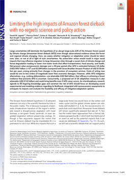 Limiting the High Impacts of Amazon Forest Dieback with No-Regrets Science and Policy Action PERSPECTIVE David M