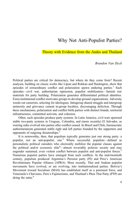 Why Not Anti-Populist Parties?