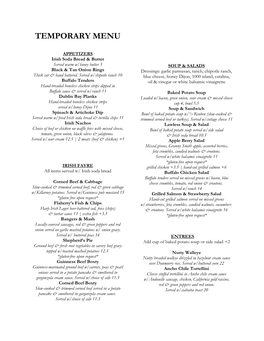 Temporary Menu