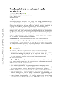 Typed -Calculi and Superclasses of Regular Transductions