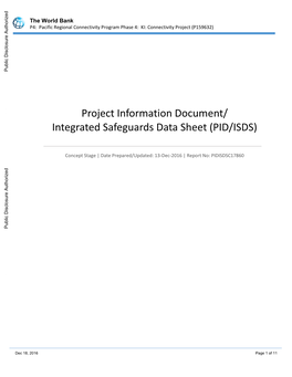 Pacific Regional Connectivity Program Phase 4: KI: Connectivity Project (P159632)