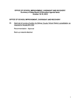 06. Approval of Course of Action for Bolivar County School District Consolidation As Required by Senate Bill 2760