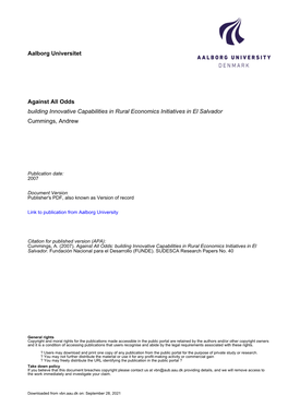 Against All Odds Building Innovative Capabilities in Rural Economics Initiatives in El Salvador Cummings, Andrew