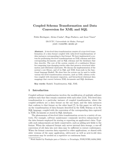 Coupled Schema Transformation and Data Conversion for XML and SQL