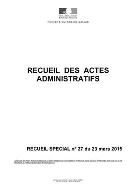 Recueil Des Actes Administratifs