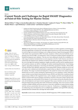 Current Trends and Challenges for Rapid SMART Diagnostics at Point-Of-Site Testing for Marine Toxins