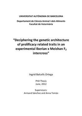 “Deciphering the Genetic Architecture of Prolificacy Related Traits in an Experimental Iberian X Meishan F2 Intercross”