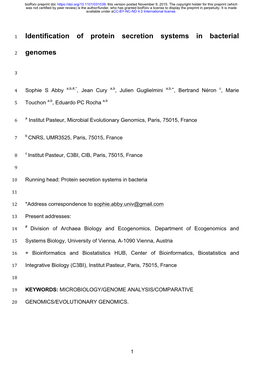 Identification of Protein Secretion Systems in Bacterial Genomes