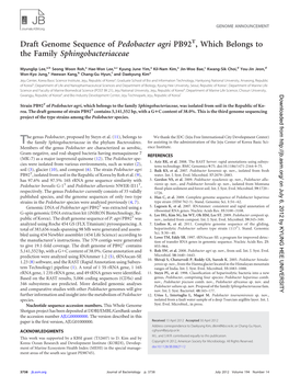 Draft Genome Sequence of Pedobacter Agri PB92T, Which Belongs to the Family Sphingobacteriaceae