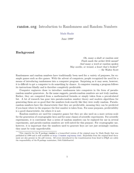 Random.Org: Introduction to Randomness and Random Numbers