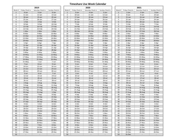 Timeshare Use Week Calendar