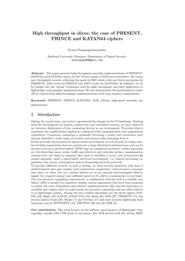 High Throughput in Slices: the Case of PRESENT, PRINCE and KATAN64 Ciphers