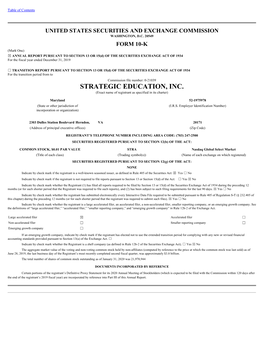 STRATEGIC EDUCATION, INC. (Exact Name of Registrant As Specified in Its Charter)