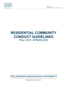 Residential Community Conduct Guidelines Fall 2019 - Spring 2020