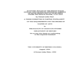 OFFICIAL and UNOFFICIAL BOTANICAL GARDENS on ILE DE FRANCE and ILE DE BOURBON UNDER the FRENCH REGIME, 1735-18 10 by Stewart John Muir