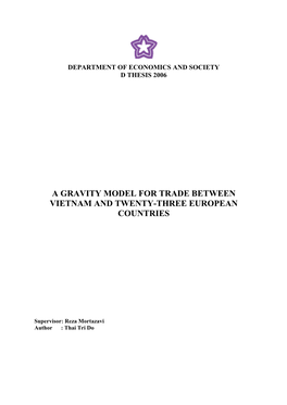 A Gravity Model for Trade Between Vietnam and Twenty-Three European Countries