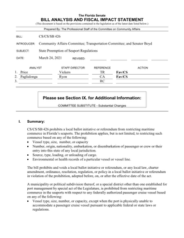 BILL ANALYSIS and FISCAL IMPACT STATEMENT Please See Section IX. for Additional Information