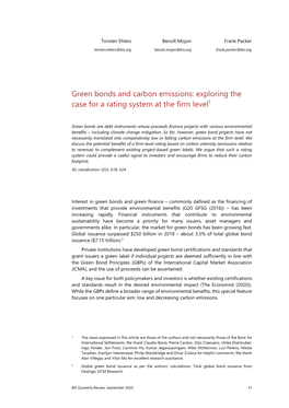 Green Bonds and Carbon Emissions: Exploring the Case for a Rating System at the Firm Level1