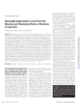 Unusually Large Loads in 2007 from the Maumee and Sandusky Rivers, Tributaries to Lake Erie