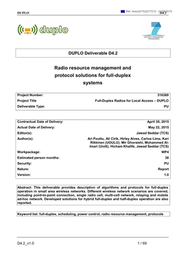 Radio Resource Management and Protocol Solutions for Full-Duplex Systems