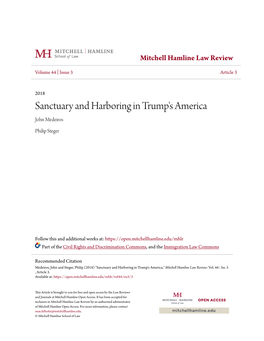 Sanctuary and Harboring in Trump's America John Medeiros