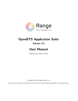 Openbts Application Suite User Manual