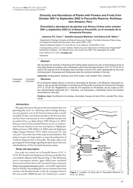 DIVERSITY and ABUNDANCE of PLANTS with FLOWERS and FRUITS in PAUCARILLO RESERVE © Facultad De Ciencias Biológicas UNMSM