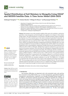 Spatial Distribution of Soil Moisture in Mongolia Using SMAP and MODIS Satellite Data: a Time Series Model (2010–2025)