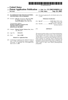 (12) Patent Application Publication (10) Pub. No.: US 2003/0180934A1 Ni Et Al