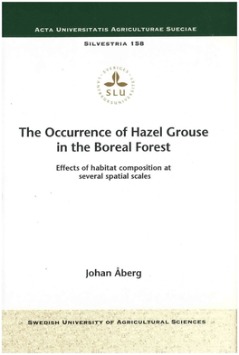 The Occurrence of Hazel Grouse in the Boreal Forest