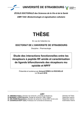 Interactions Fonctionnelles Entre Récepteurs À Peptide RF-Amide Et Caractérisation De Ligands Bifonctionnels Des Récepteurs Mu Opioïde Et NPFF