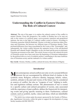 Understanding the Conflict in Eastern Ukraine: the Role of Cultural Context