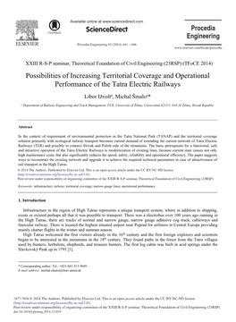 Possibilities of Increasing Territorial Coverage and Operational Performance of the Tatra Electric Railways