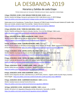 LA DESBANDA 2019 Horarios Y Salidas De Cada Etapa Pinchar Enlaces Para Ver Ruta Aprox