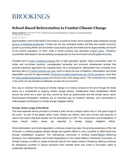 School-Based Reforestation to Combat Climate Change