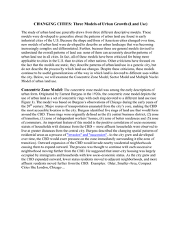 Three Models of Urban Growth (Land Use)