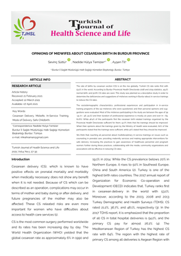 Opinions of Midwifes About Cesarean Birth in Burdur Province