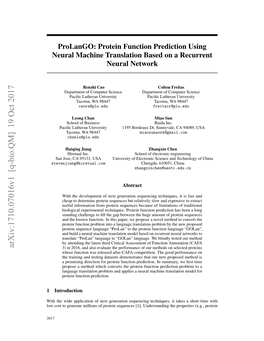 Prolango: Protein Function Prediction Using Neural~ Machine
