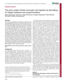 The Prion Protein Inhibits Monocytic Cell Migration by Stimulating Β1 Integrin Adhesion and Uropod Formation Dion D