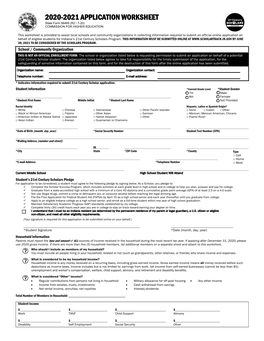 2020-2021 APPLICATION WORKSHEET State Form 56495 (R2 / 7-20) COMMISSION for HIGHER EDUCATION