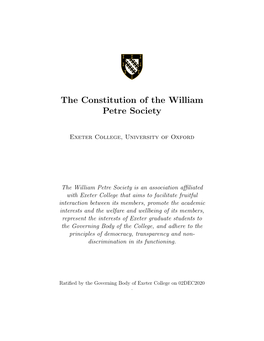 The Constitution of the William Petre Society