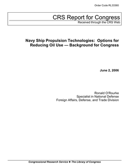 Navy Ship Propulsion Technologies: Options for Reducing Oil Use — Background for Congress
