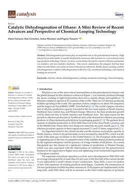 Catalytic Dehydrogenation of Ethane: a Mini Review of Recent Advances and Perspective of Chemical Looping Technology